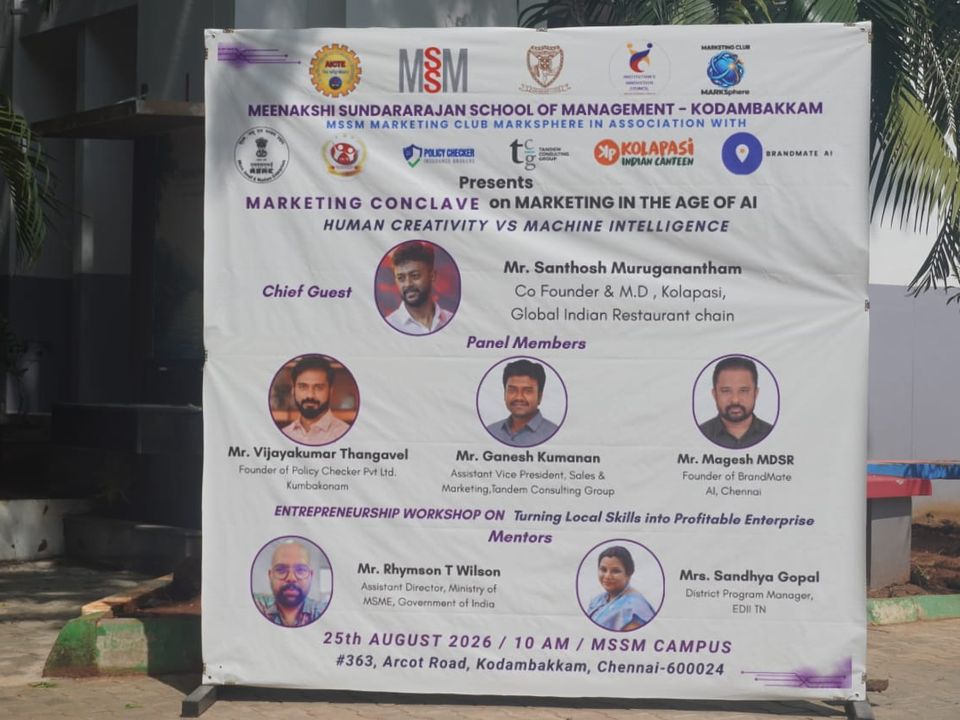 MSSM Marketing Conclave banner listing MDSR Magesh as a panel member